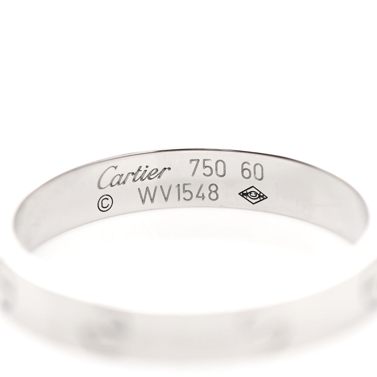 Cartier 18K White Gold 3.5mm LOVE Wedding Band Ring 60 9 4 of 5