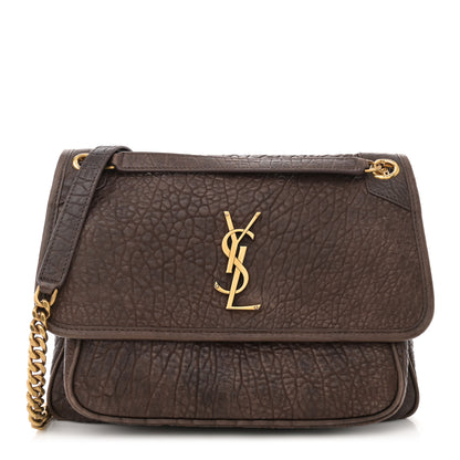 Saint Laurent Grained Lambskin Monogram Medium Niki Chain Satchel Dark Cork 1 of 11
