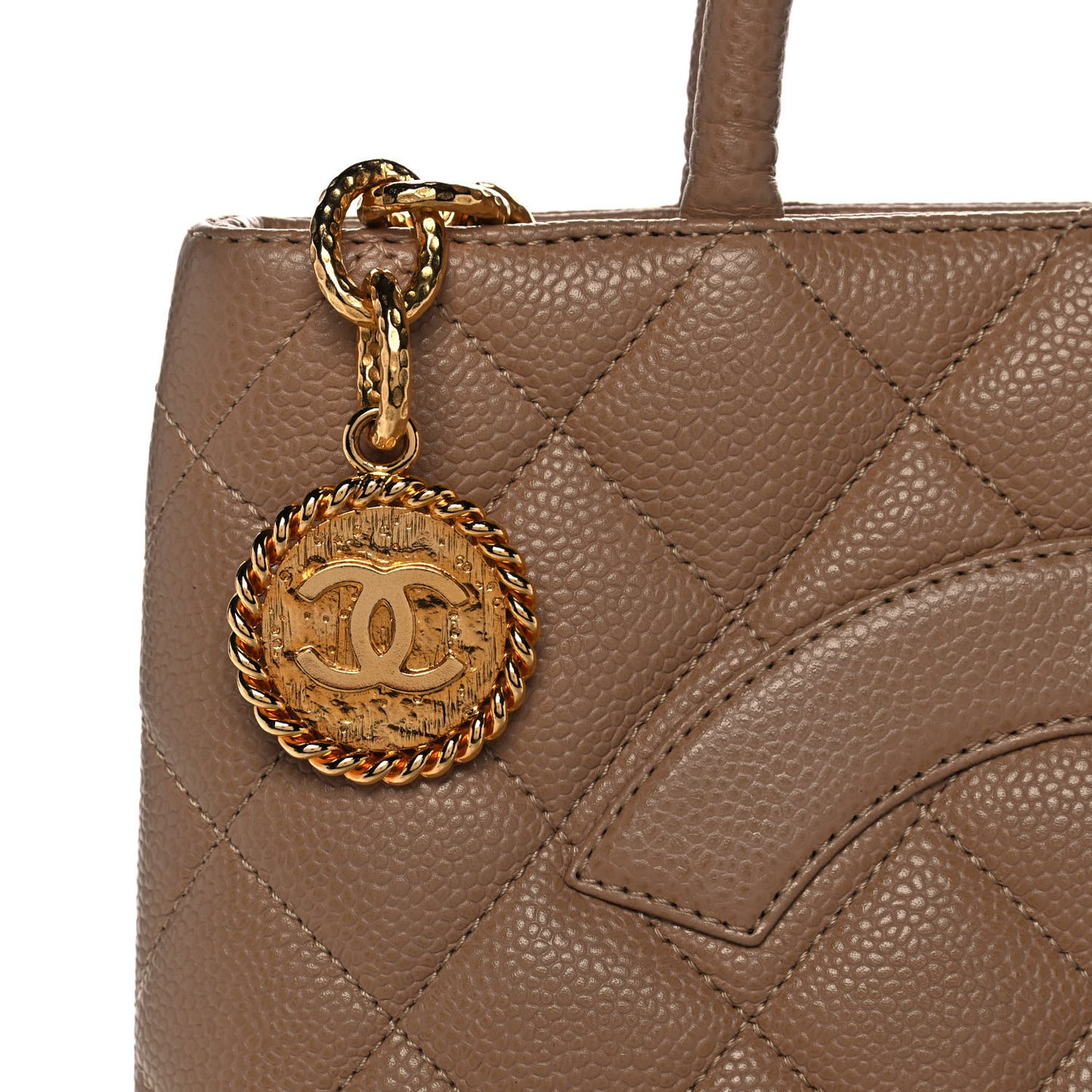 Caviar Quilted Medallion Tote Beige