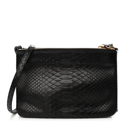 Celine Snakeskin Small Trio Crossbody Bag Black 1 of 15