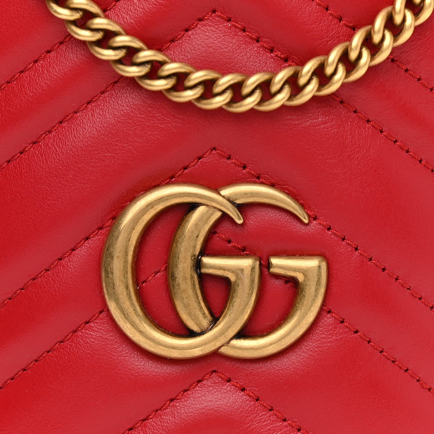 Gucci Calfskin Matelasse Mini GG Marmont 2.0 Bucket Bag Hibiscus Red 8 of 11