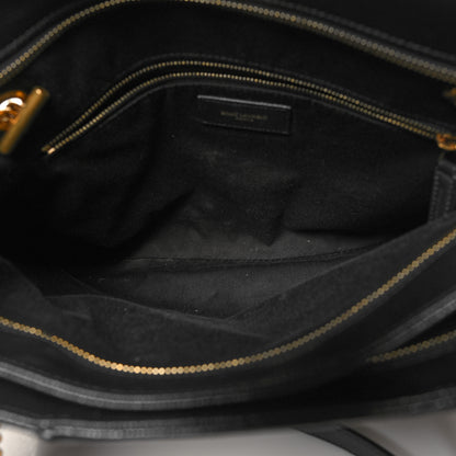 Saint Laurent Grain de Poudre Matelasse Chevron Medium Tribeca Shopping Bag Black 6 of 12