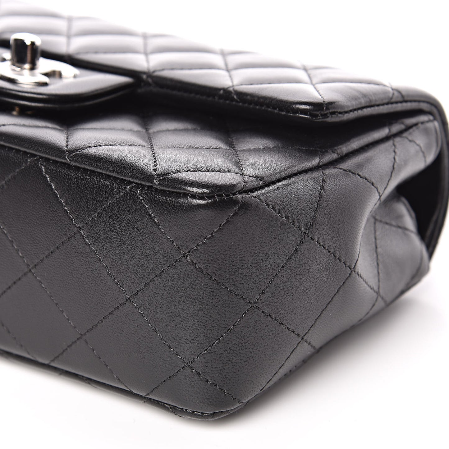 Lambskin Quilted Mini Rectangular Flap Black