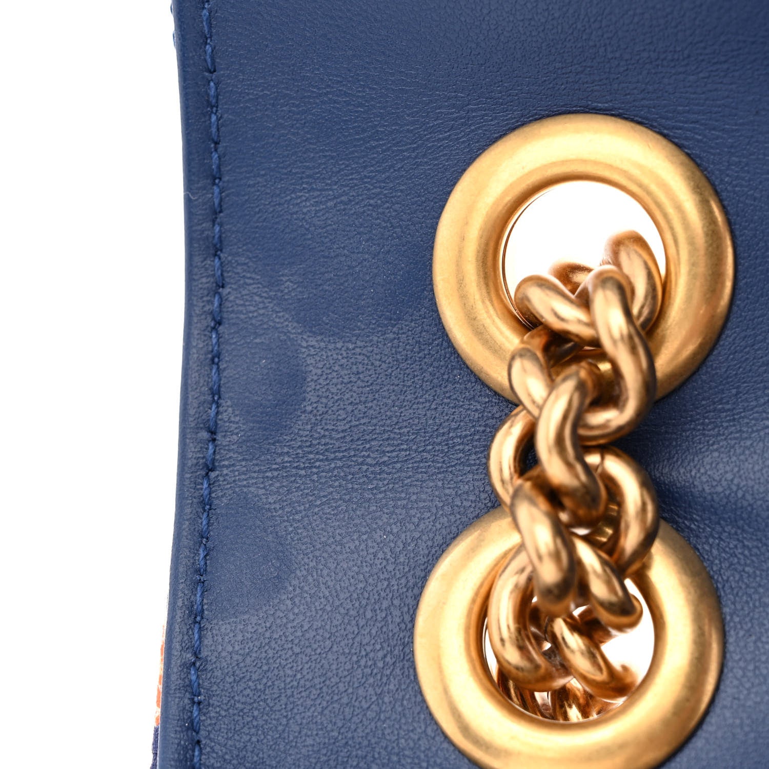 Gucci Cotton Calfskin Matelasse Floral Print Small GG Marmont Shoulder Bag Blue Red Deep Ocean Blue 9 of 12