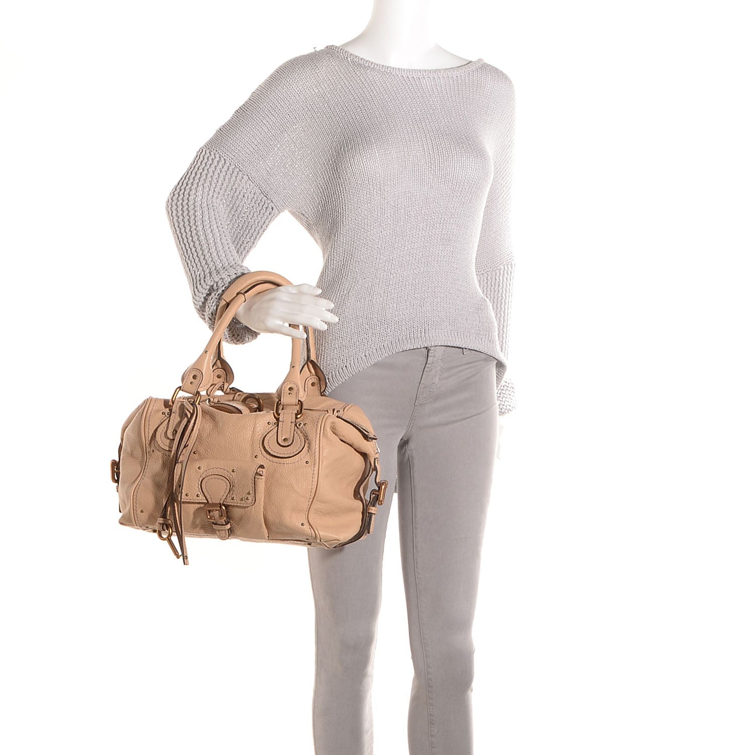 Chloe Leather Paddington Front Pocket Tote Beige 2 of 7