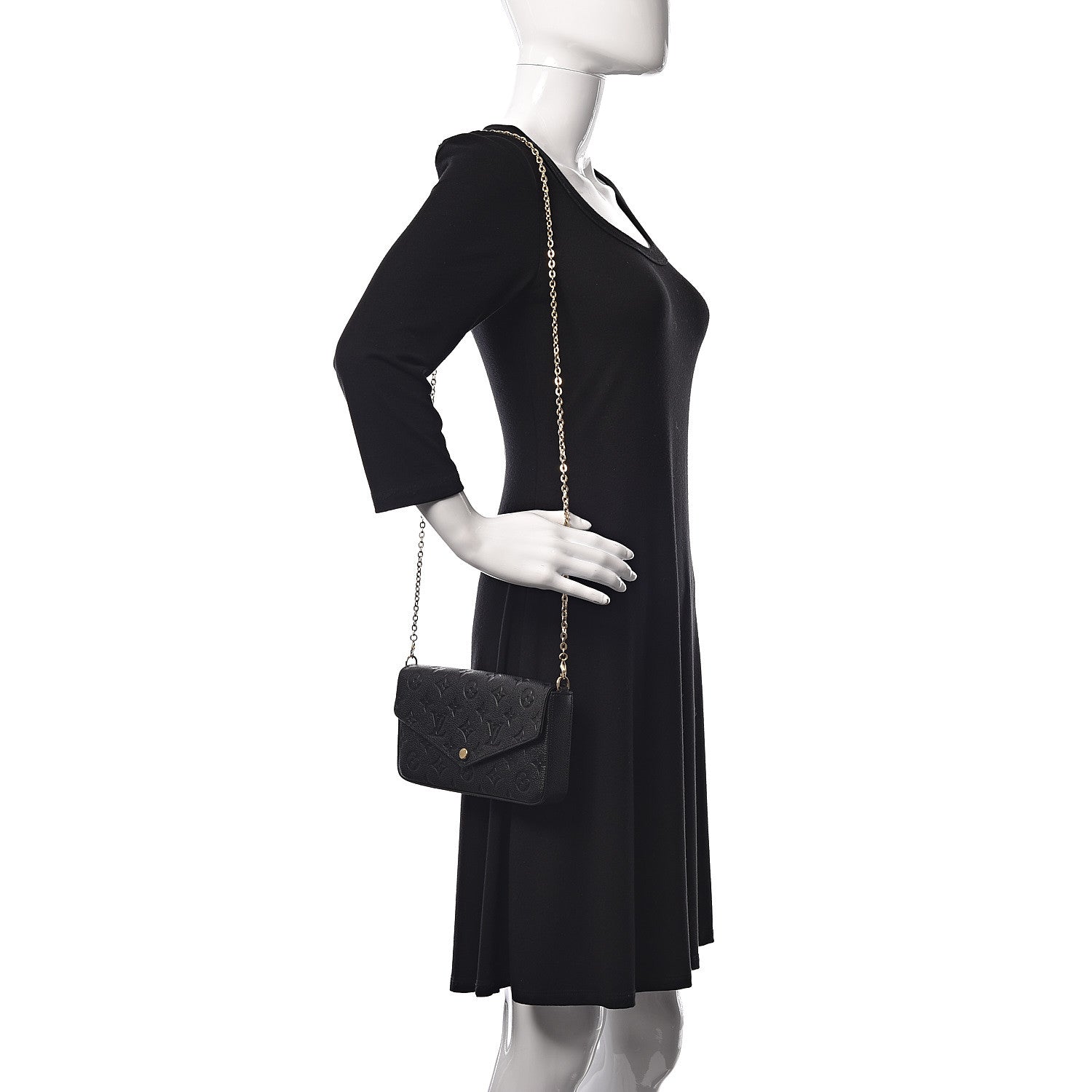 Louis Vuitton Empreinte Pochette Felicie Chain Wallet Black 2 of 11