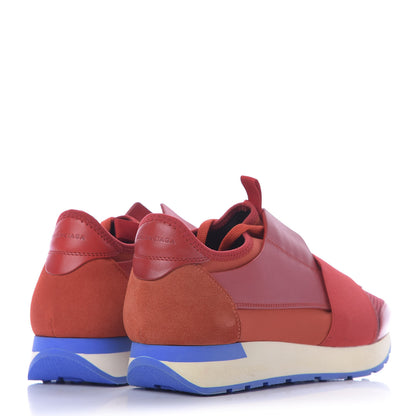 Balenciaga Mesh Calfskin Neoprene Suede Womens Race Runner Sneakers 39 Rouge 4 of 10