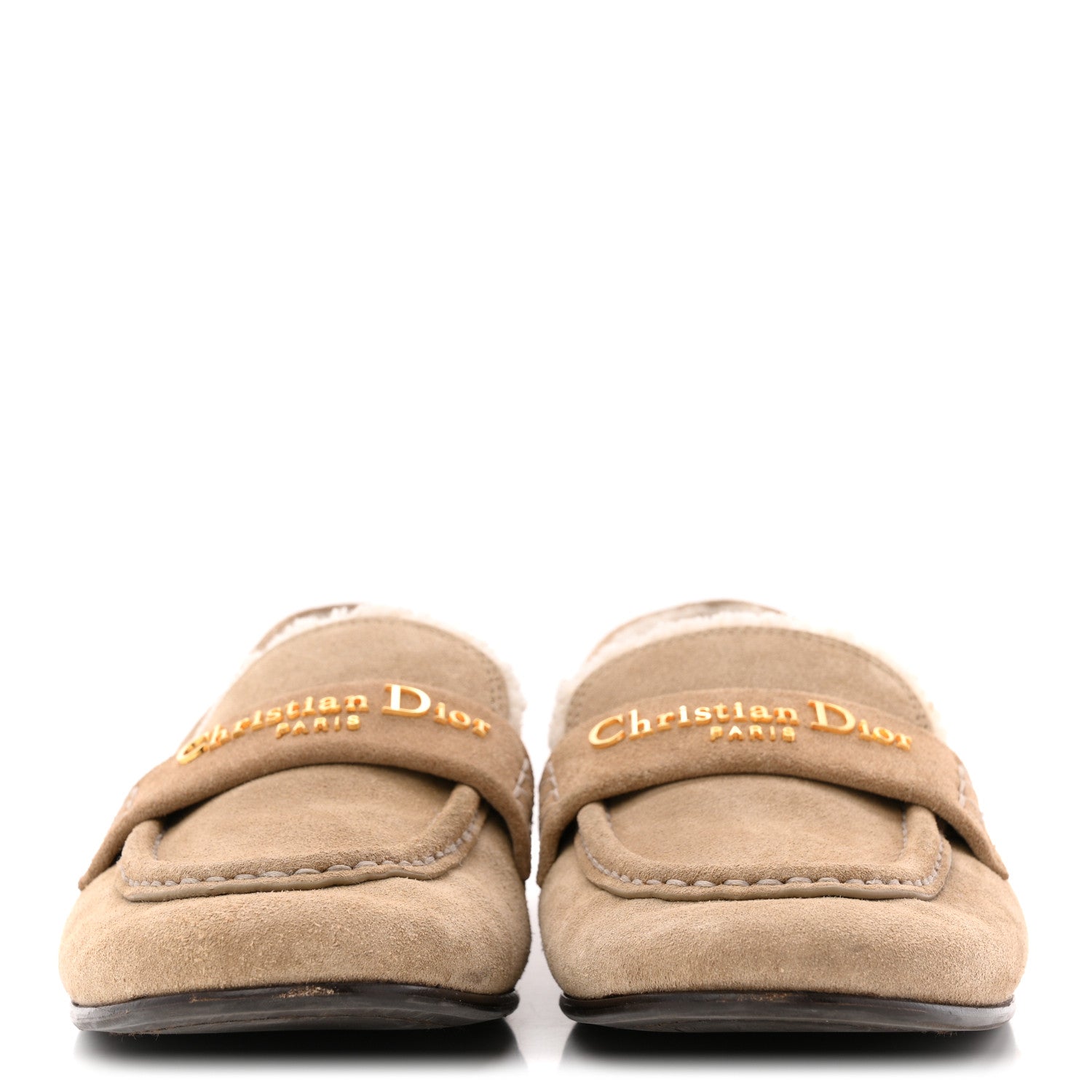 Christian Dior Suede Calfskin Shearling DiorAlps Dior Boy Loafers 38.5 Rope Beige 3 of 11