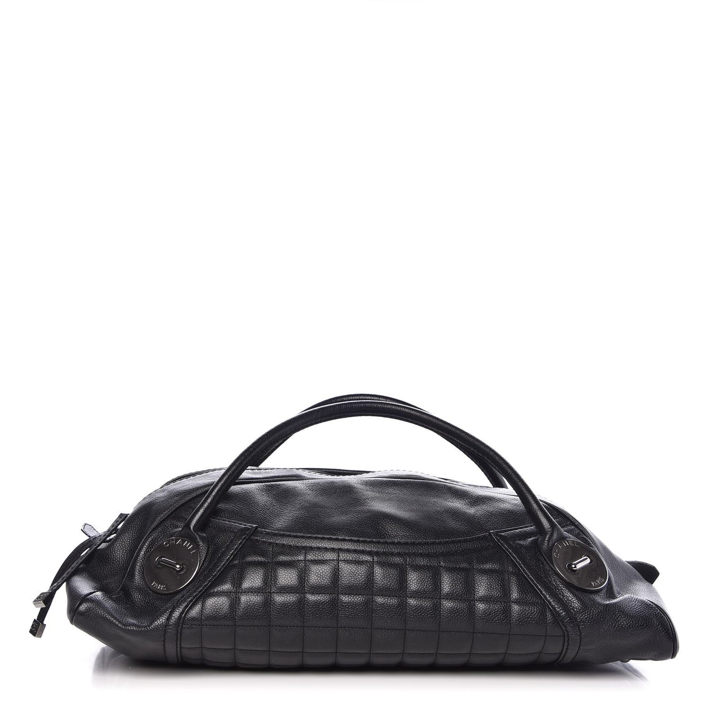 Caviar Square Quilted Dome Satchel Black