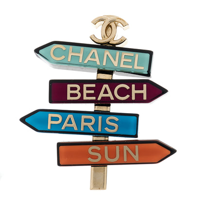 Chanel Resin Chanel By The Sea Sign Brooch Multicolor 1 of 3