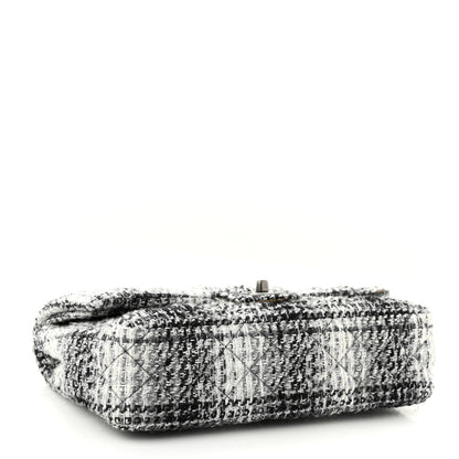 Chanel Tweed Quilted Medium Double Flap Beige White Black 3 of 11