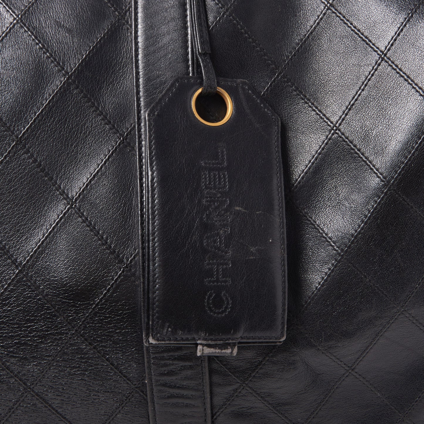 Calfskin Stitched Duffel Bag Black