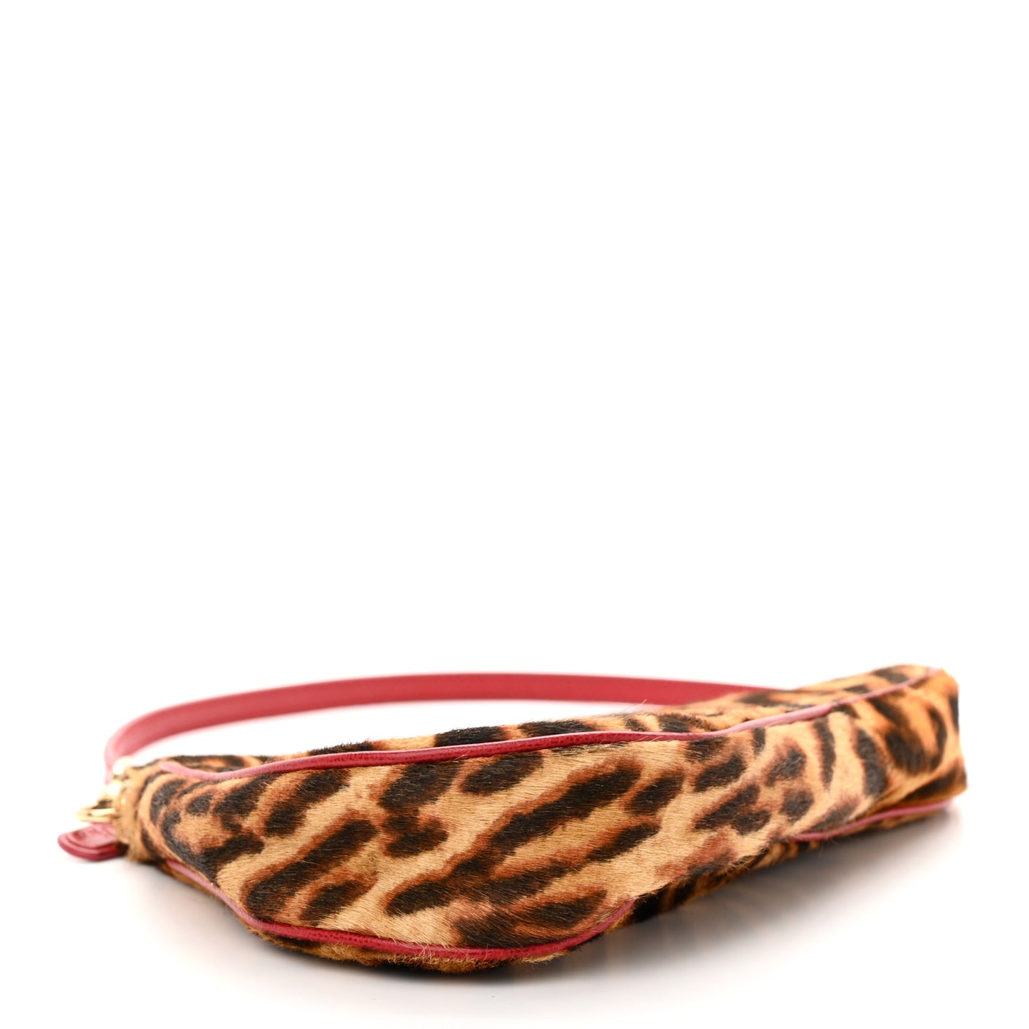 CHRISTIAN DIOR Pony Hair Leopard Mini Saddle Bag Red