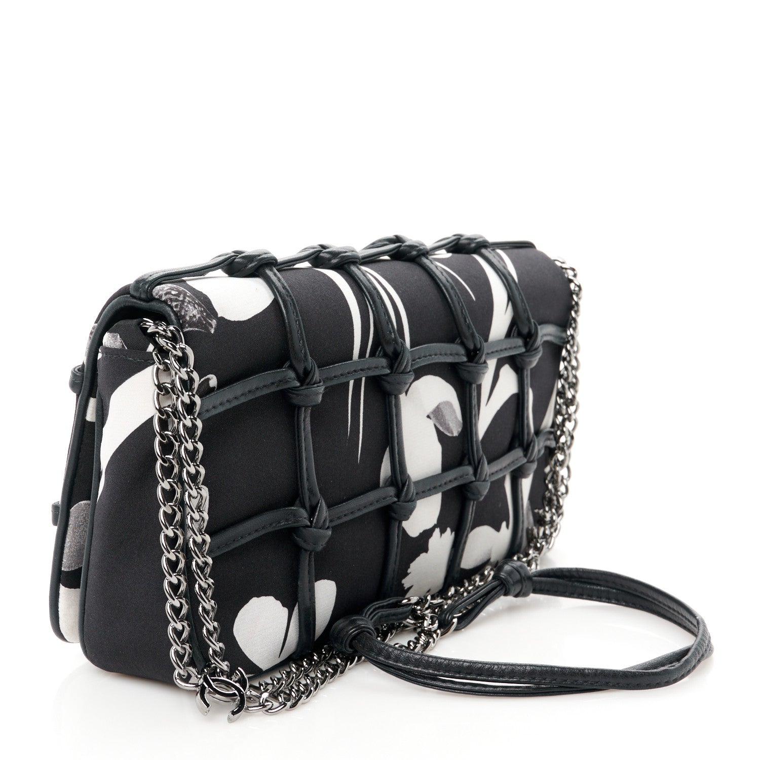 Chanel Silk Lambskin Tahiti Timeless Flap Navy White 3 of 10