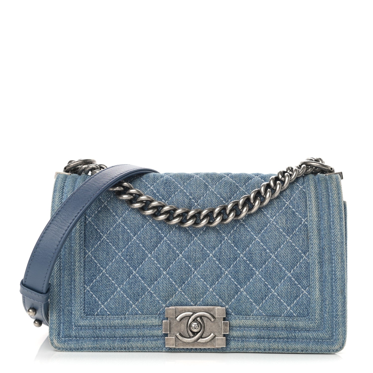 Chanel Denim Quilted Medium Boy Flap Blue 1 of 13