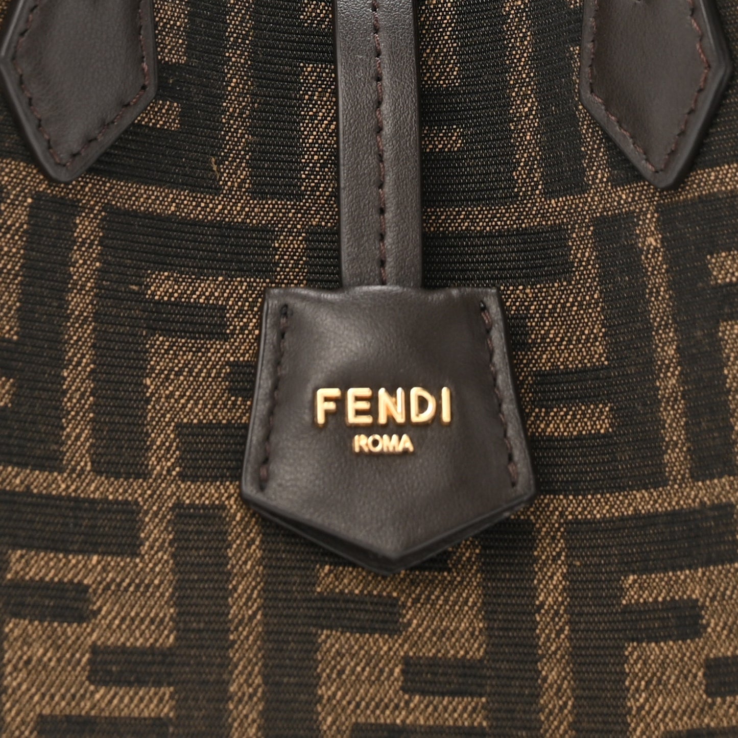 Fabric Jacquard Vitello Grace FF 1974 Mini Fendi Origami Tobacco Moro Ebano