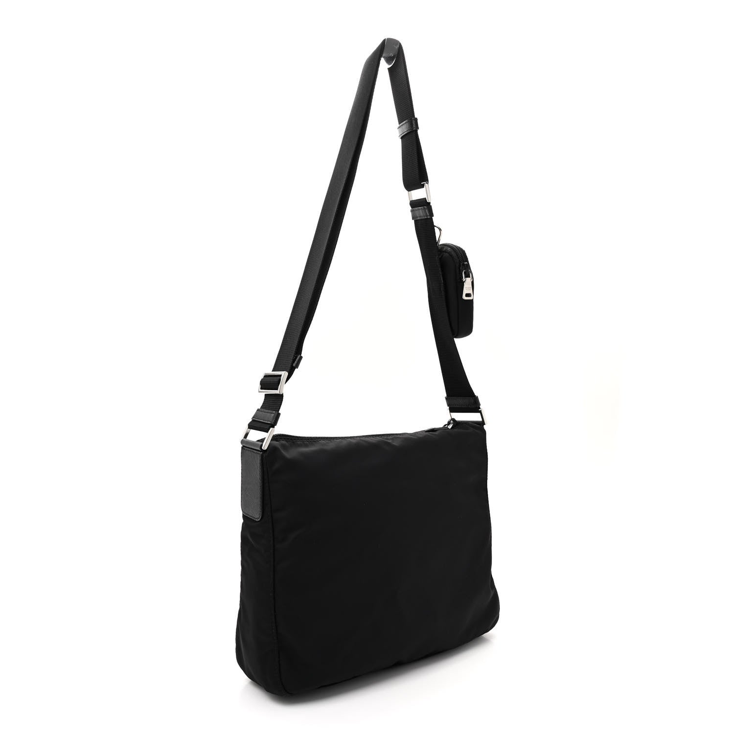 Prada Re-Nylon Vela Saffiano Pocket Double Zip Messenger Bag Black 3 of 12