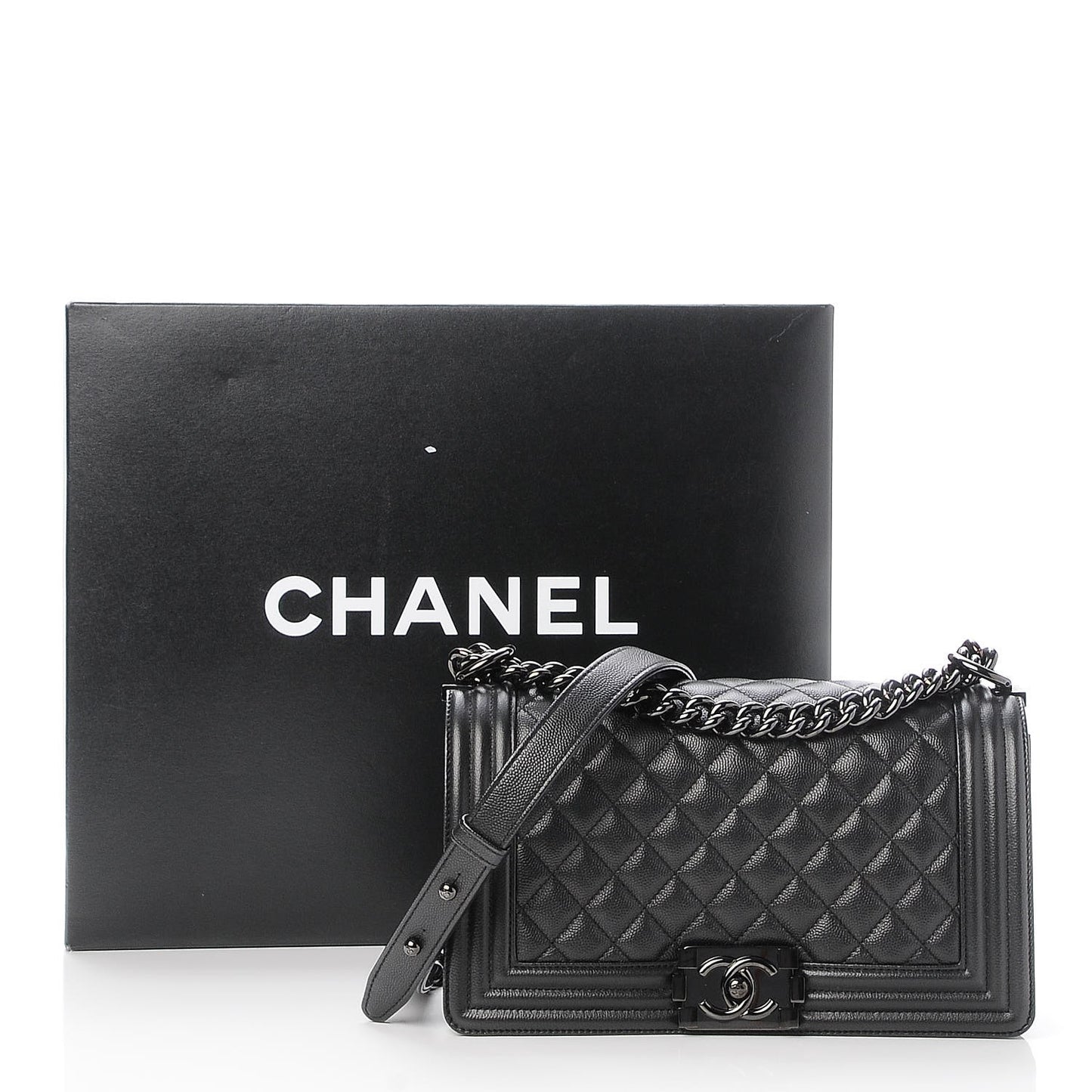 Caviar Quilted Medium Boy Flap So Black