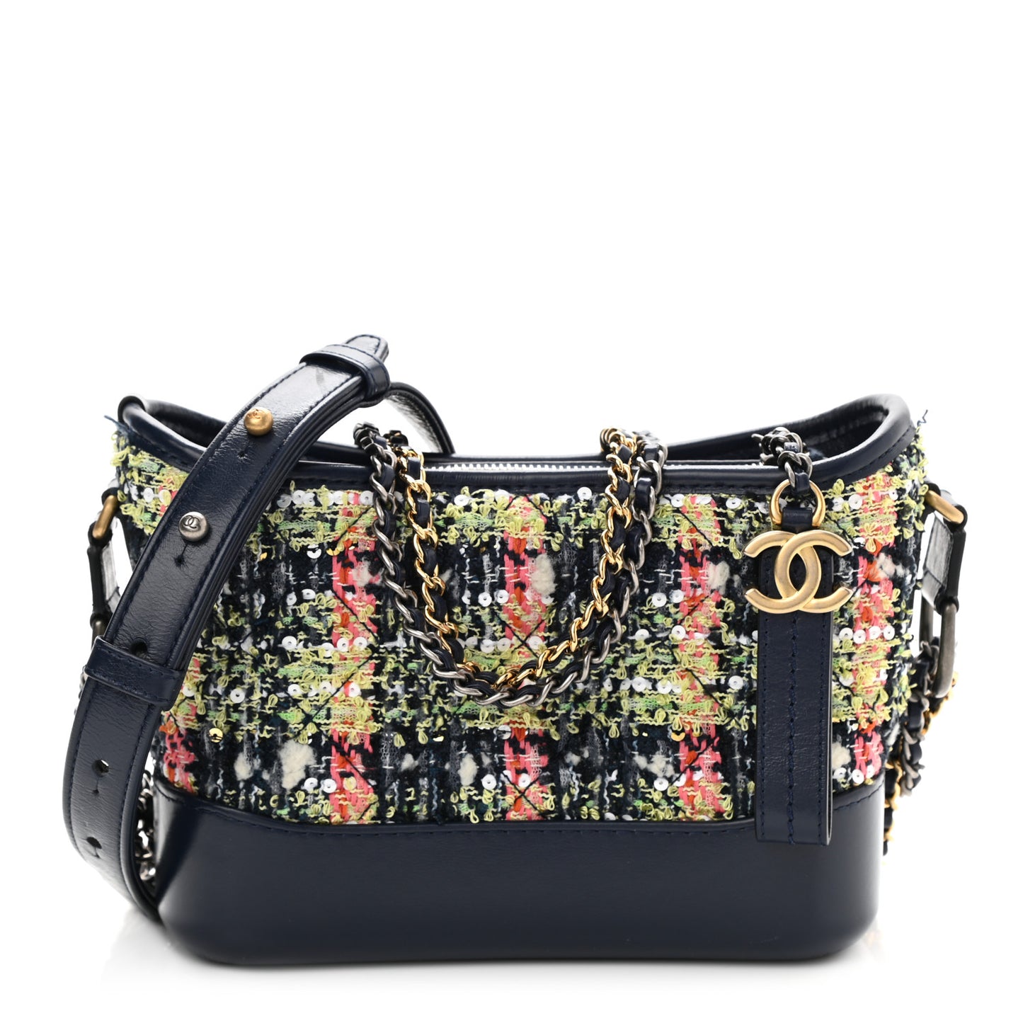 Tweed Calfskin Small Gabrielle Hobo Blue