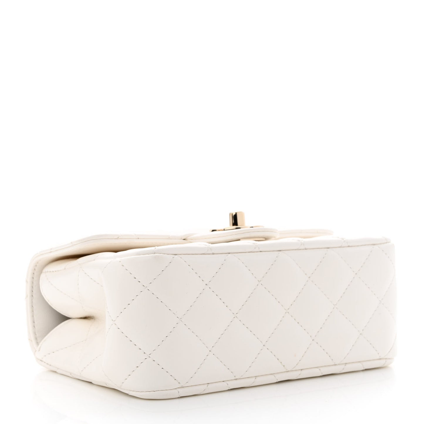 Lambskin Quilted Mini Crystal Top Handle Rectangular Flap White