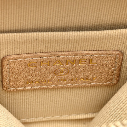 Chanel Metallic Lambskin Quilted Round Clip On Coin Purse Airpods Case Gold 7 of 9