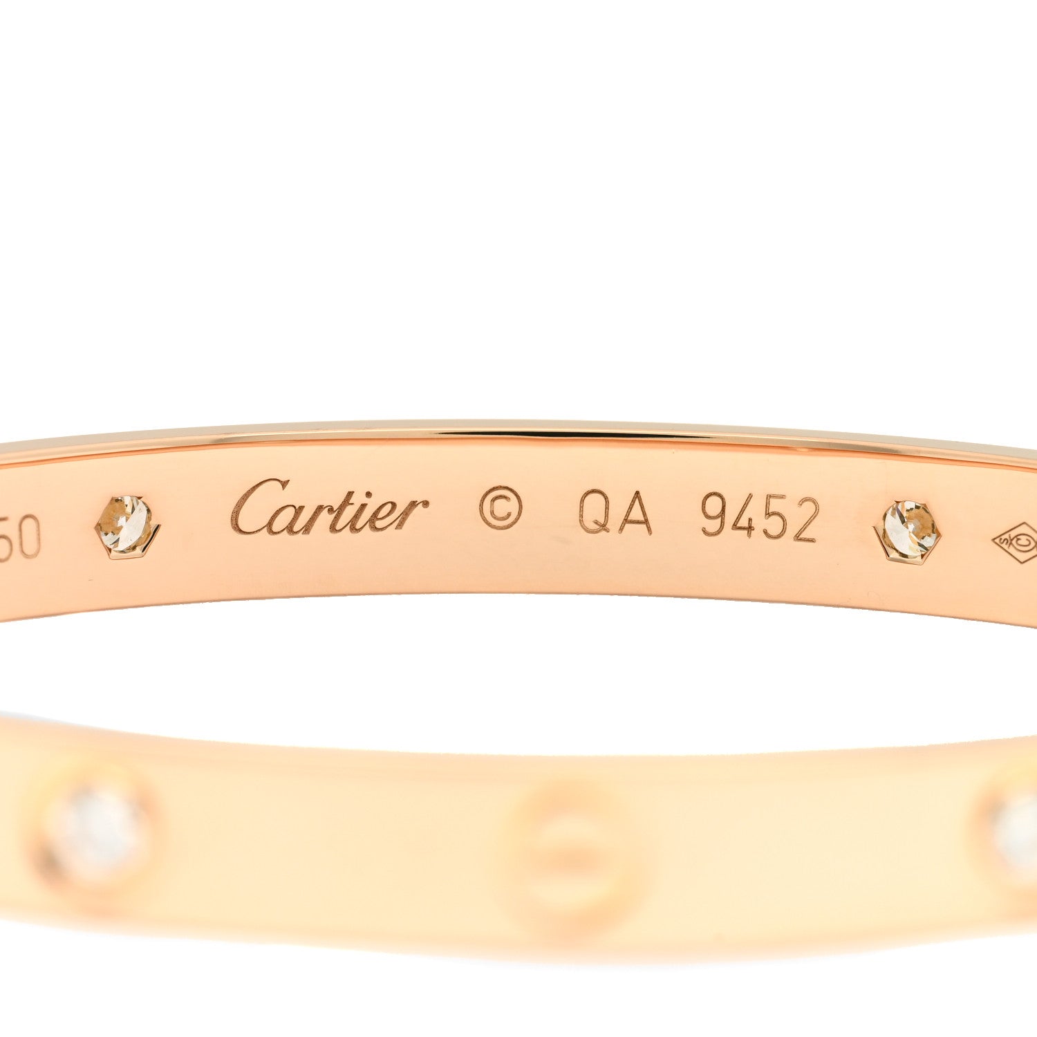 Cartier 18K Pink Gold 4 Diamond LOVE Bracelet 17 3 of 3