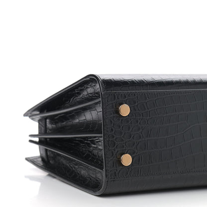 Saint Laurent Calfskin Crocodile Embossed Baby Sac De Jour Black 9 of 11