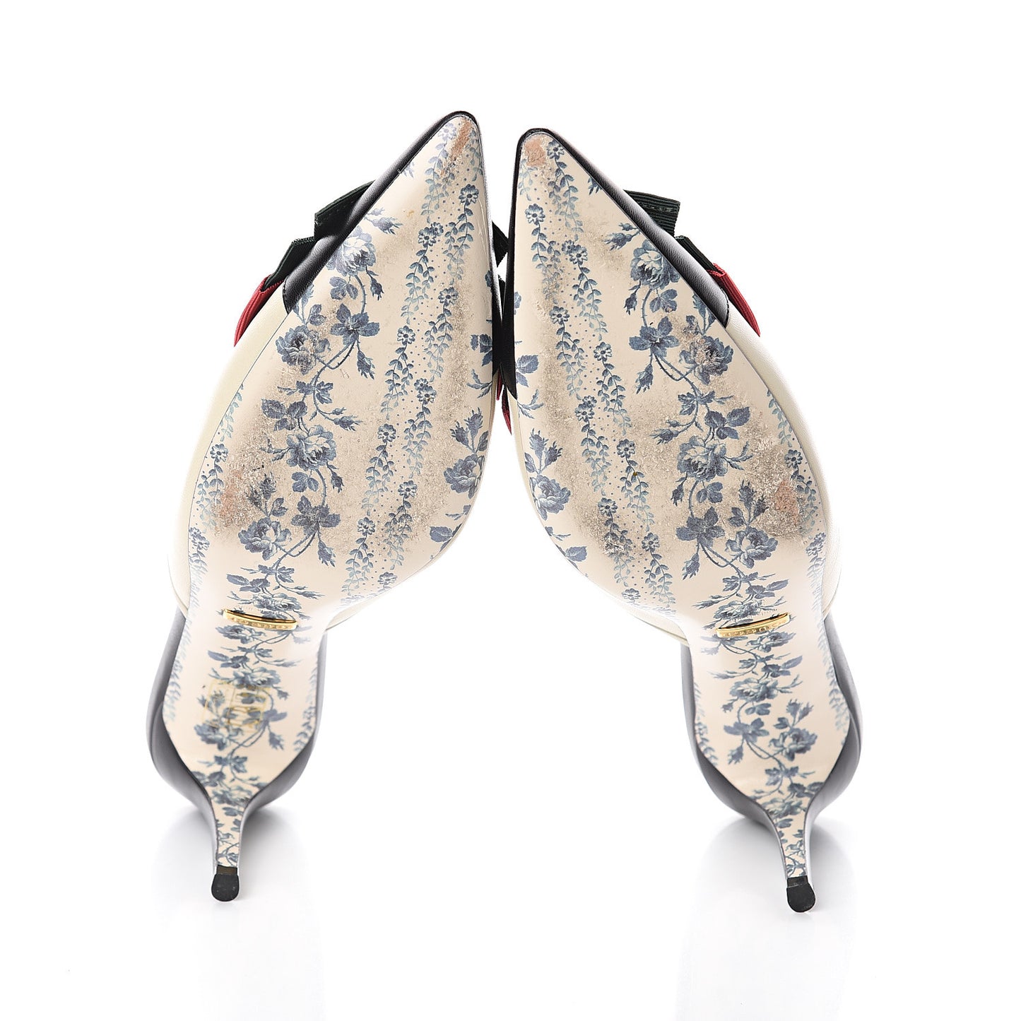 Malaga Kid Web Bow Mid Heel Mules 38.5 Black Vintage White