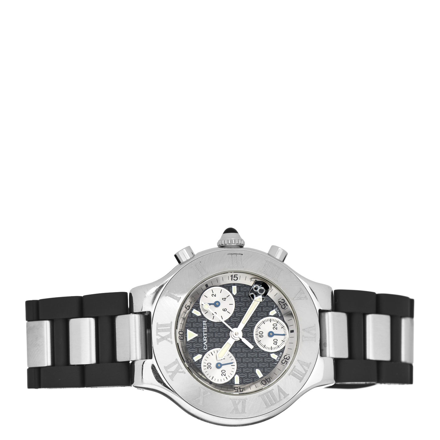 Stainless Steel Rubber 38mm Must 21 Chronoscaph Quartz Watch Black