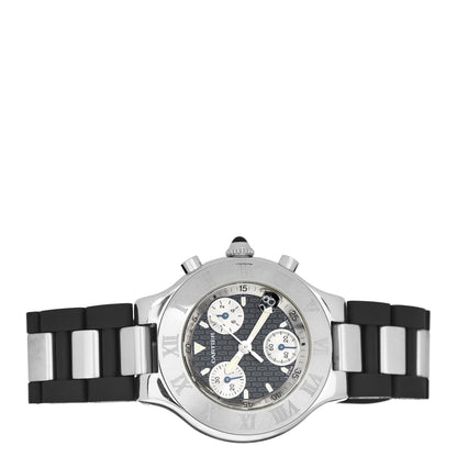 Cartier Stainless Steel Rubber 38mm Must 21 Chronoscaph Quartz Watch Black 2 of 4
