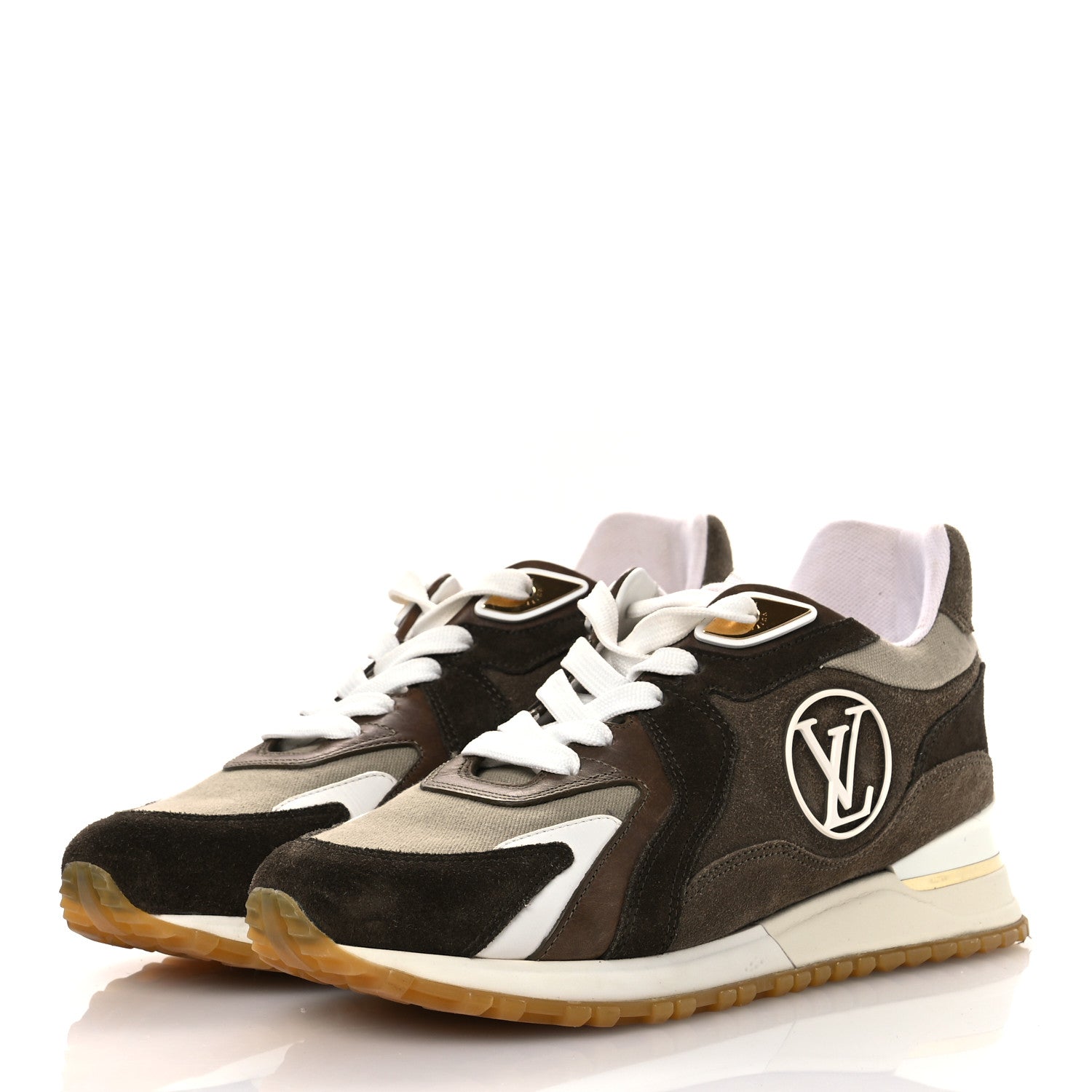 Louis Vuitton Calfskin Suede Run Away Sneakers 37.5 Kaki 4 of 14
