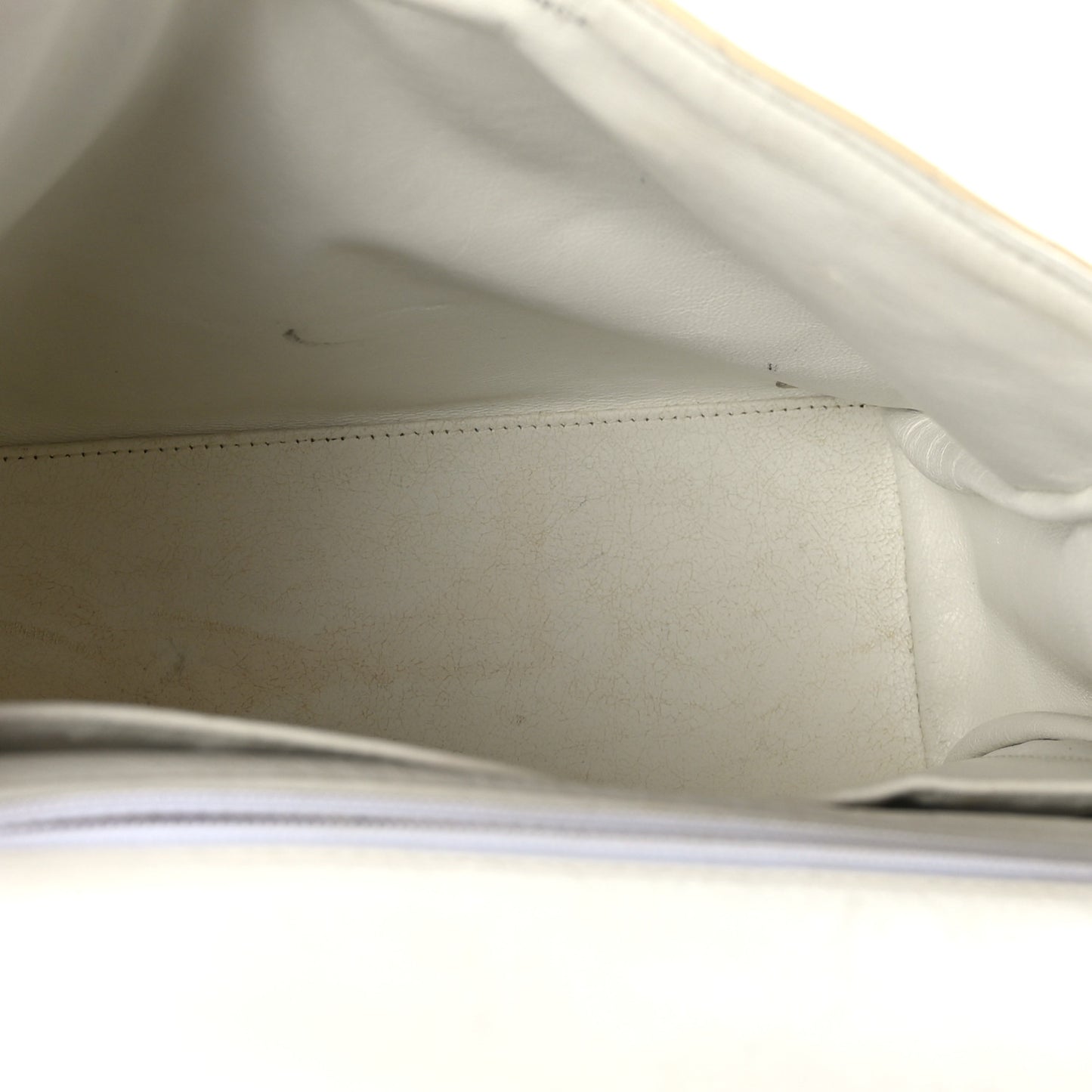 Patent Quilted Flap Bag White