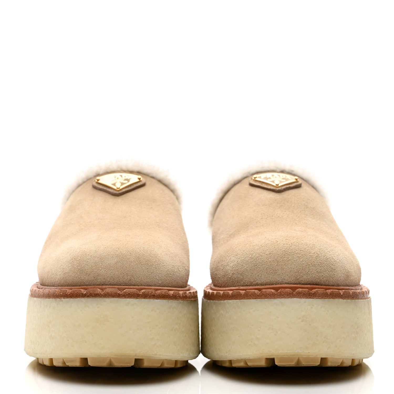 Prada Shearling Suede Scamosciato Evolve Mules 36.5 Ecru 3 of 9