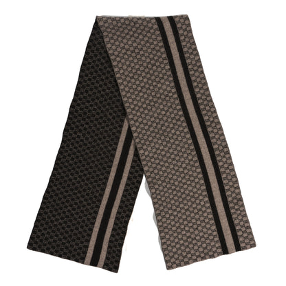Gucci Wool Tricot GG Monogram Web New Lunicart Scarf Light Brown Dark Brown 2 of 4