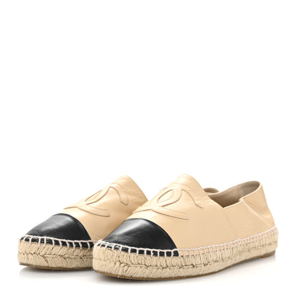 Chanel Lambskin CC Espadrilles 41 Beige Black 4 of 12
