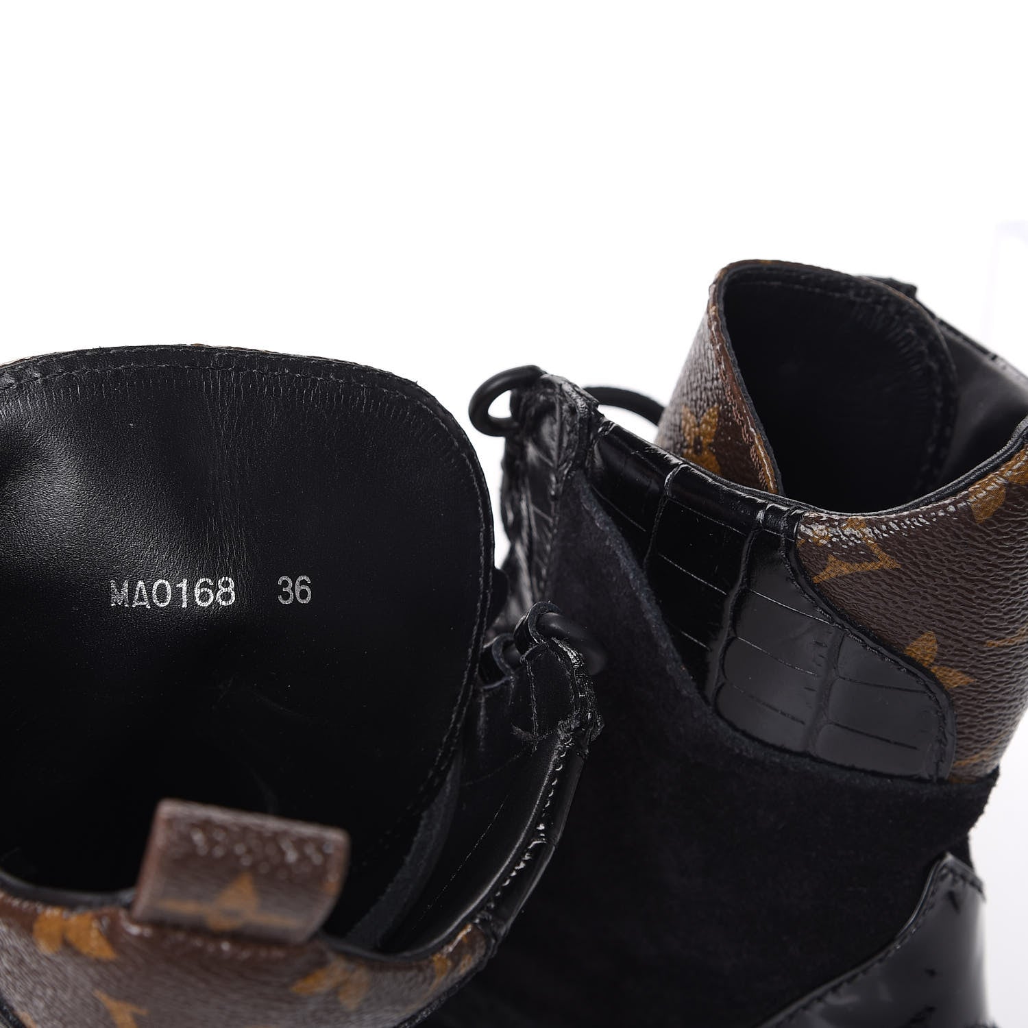 Louis Vuitton Suede Calfskin Monogram Laureate Platform Desert Boots 36 Black 10 of 13