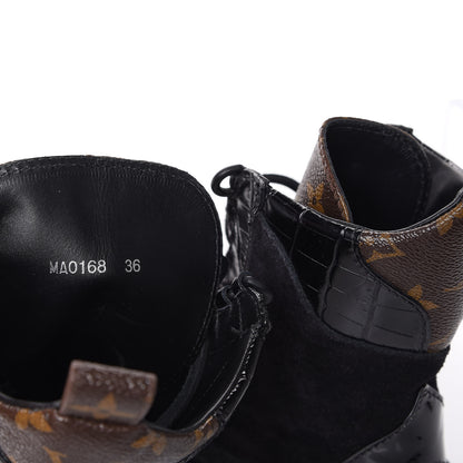Louis Vuitton Suede Calfskin Monogram Laureate Platform Desert Boots 36 Black 10 of 13