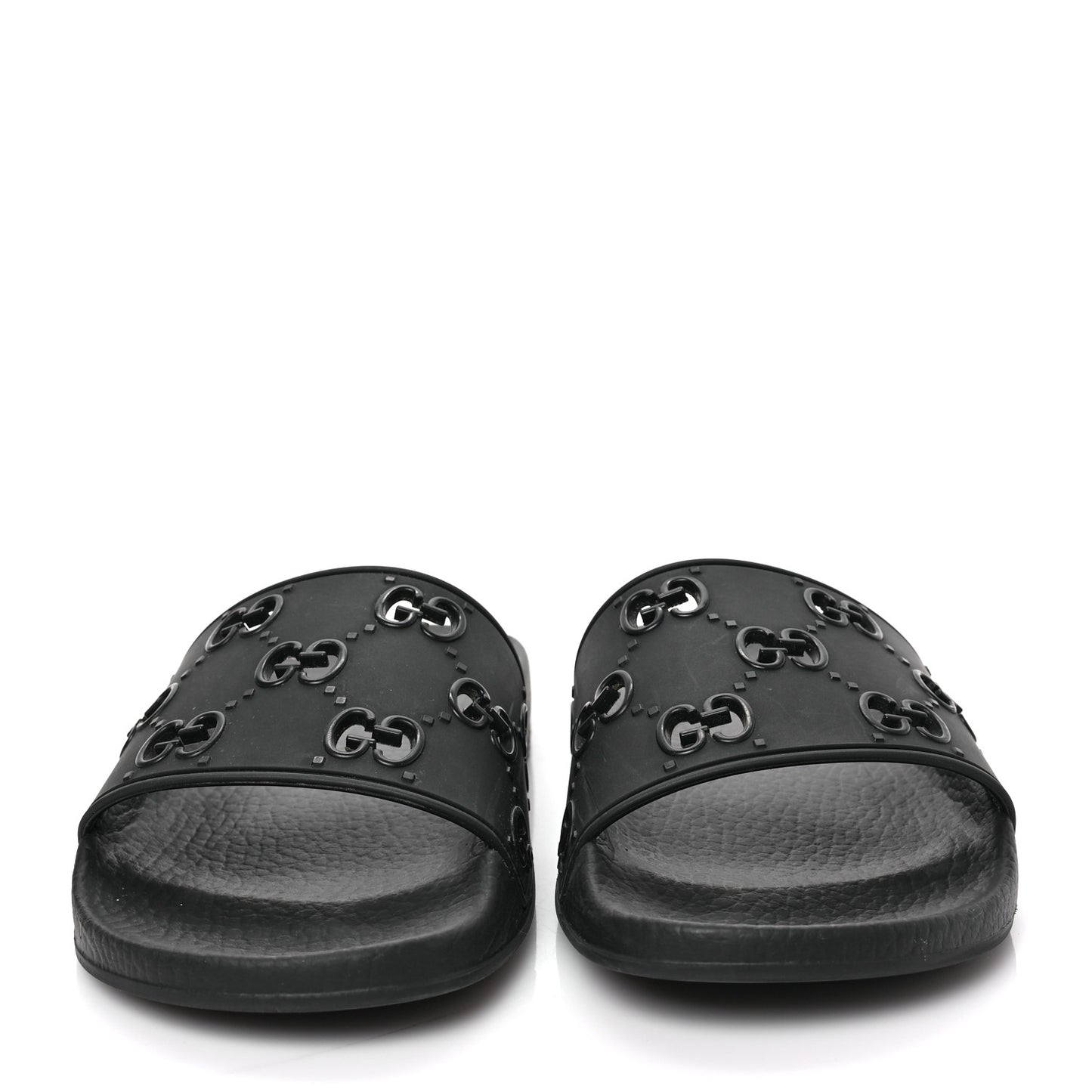 Rubber GG Monogram Perforated Womens Slide Sandals 38 Black