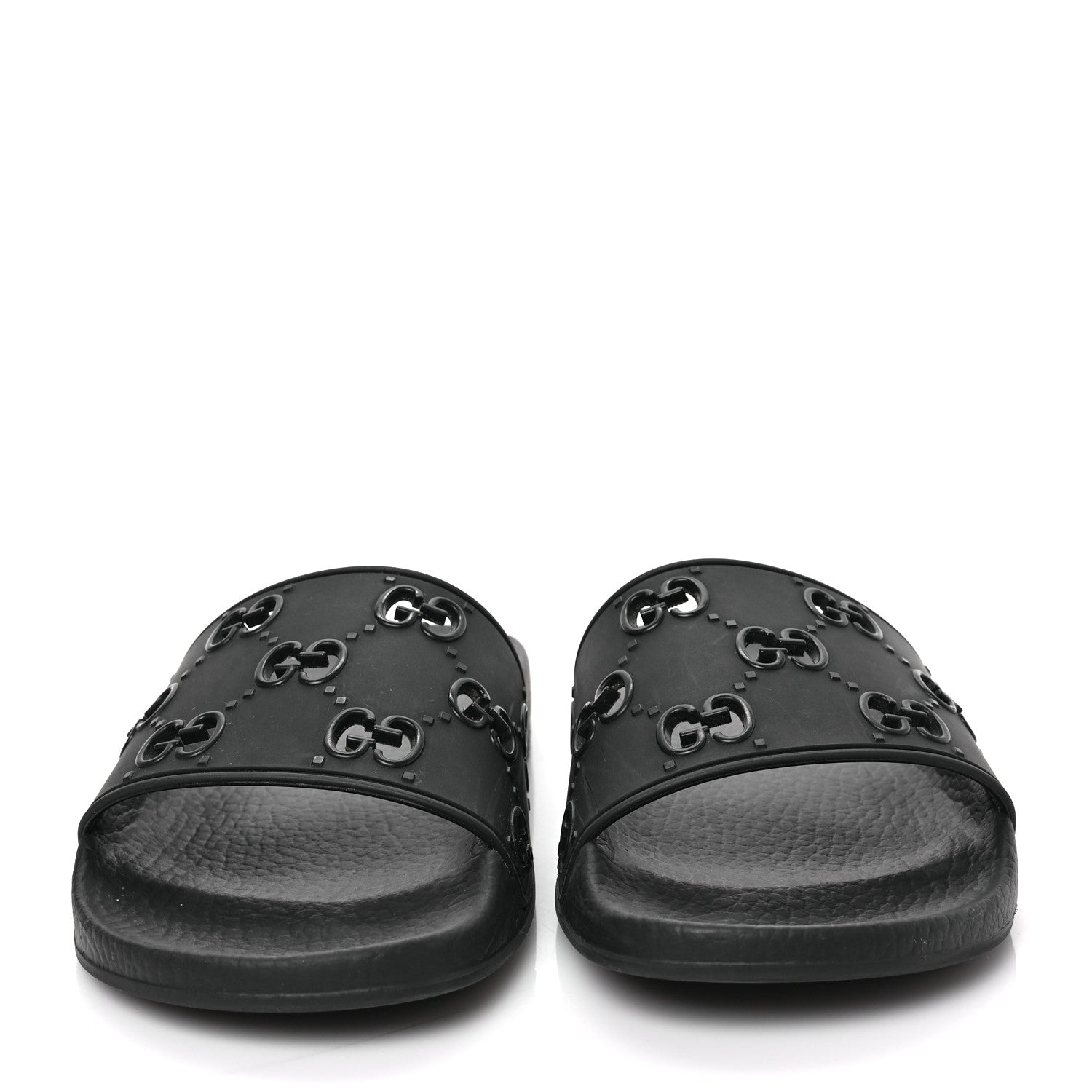 Gucci Rubber GG Monogram Perforated Womens Slide Sandals 38 Black 2 of 6