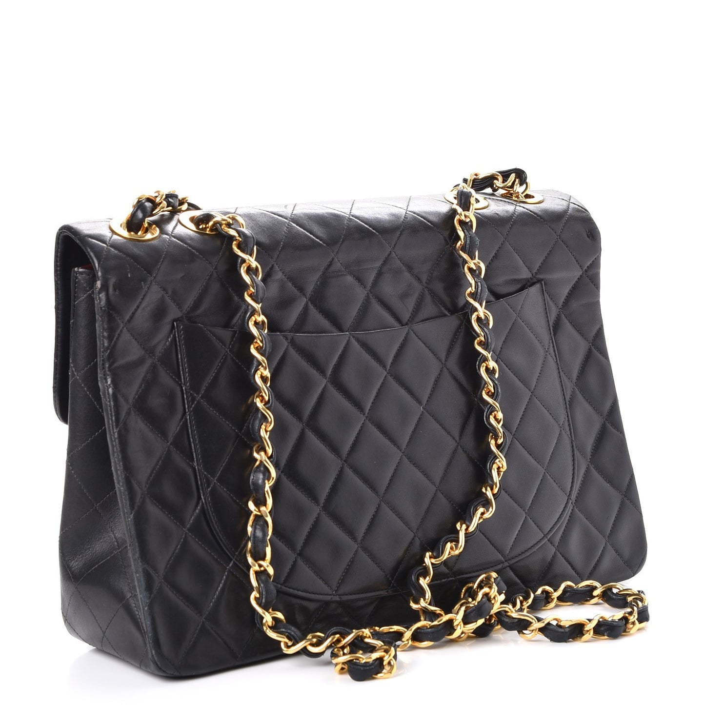 Lambskin Quilted XL Jumbo Single Flap Black