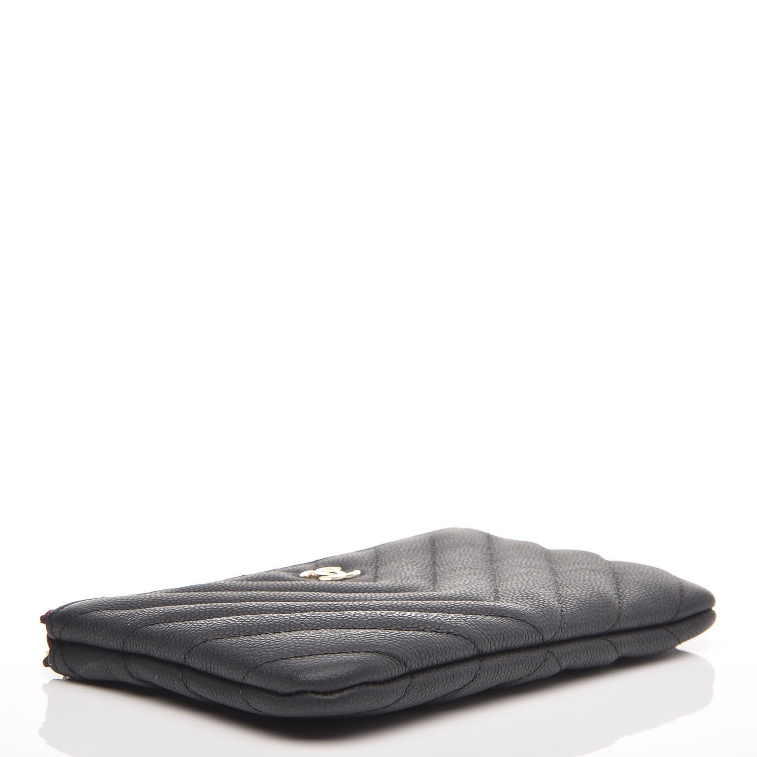 Chanel Caviar Chevron Quilted Small Cosmetic Case Black 4 of 10