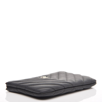Chanel Caviar Chevron Quilted Small Cosmetic Case Black 4 of 10