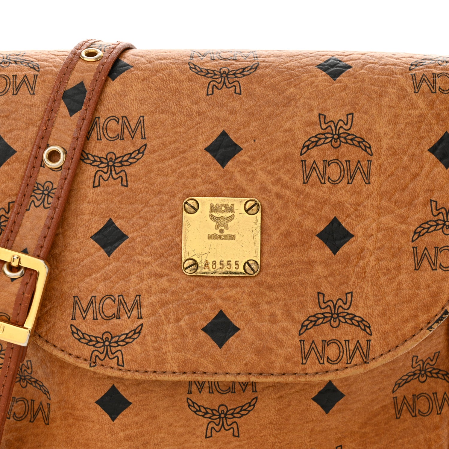 MCM Visetos Small Flap Shoulder Bag Cognac 7 of 13
