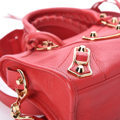 Balenciaga Chevre Gold Metallic Edge Hardware Mini City Rouge Grenade 8 of 8