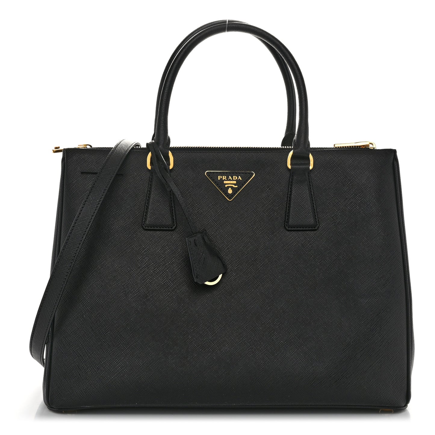 Saffiano Lux Large Galleria Double Zip Tote Black