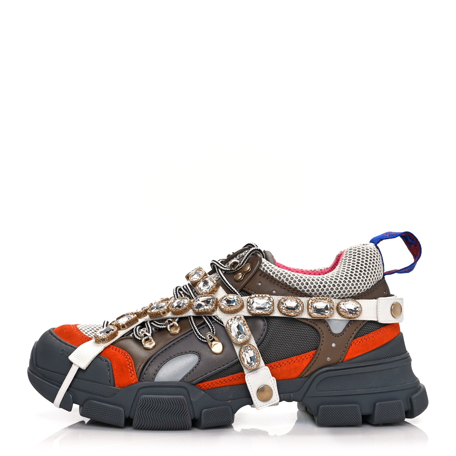 Gucci X SEGA Mesh Canvas Calfskin Removable Crystals Flashtrek Sneakers 9 White Box Pink Ardesia Loess 1 of 11