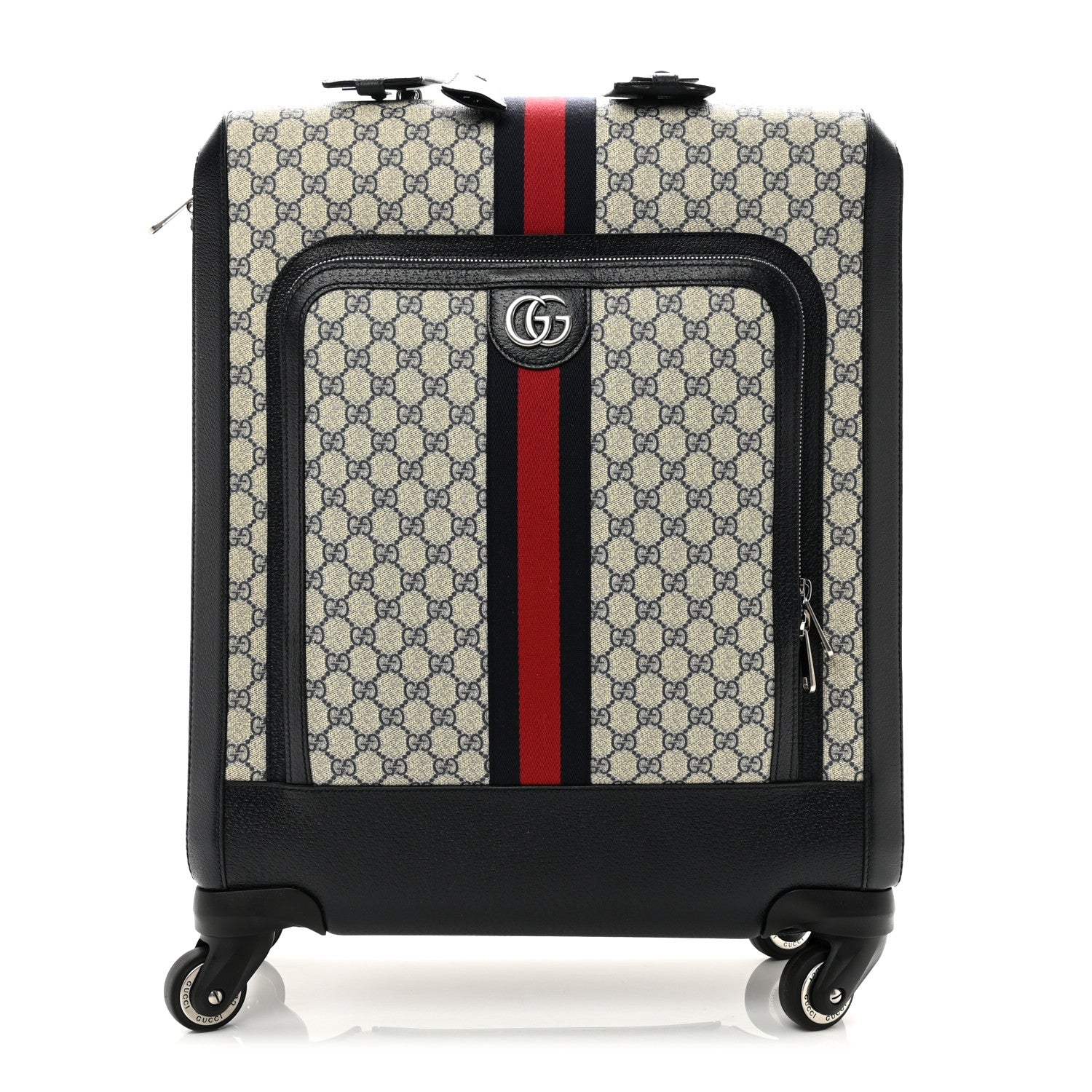 Gucci GG Supreme Monogram Textured Dollar Calfskin Web Savoy Cabin Plus Trolley Beige Blue 1 of 9