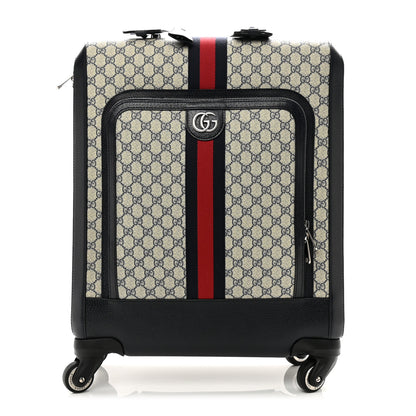 Gucci GG Supreme Monogram Textured Dollar Calfskin Web Savoy Cabin Plus Trolley Beige Blue 1 of 9