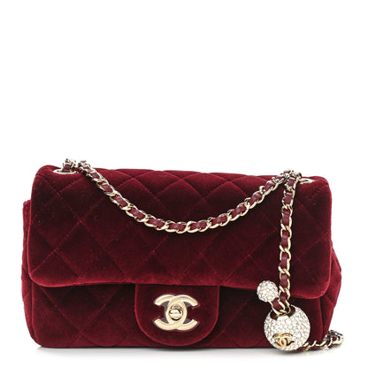Chanel Velvet Quilted Mini Rectangular Pearl Crush Flap Burgundy 1 of 9