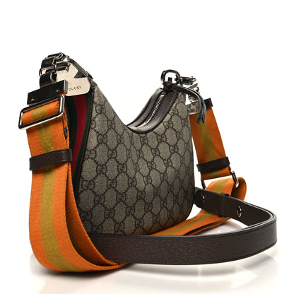 Gucci GG Supreme Monogram Textured Calfskin Web Small Attache Shoulder Bag Beige Ebony New Acero 3 of 10